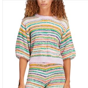 Kerri Rosenthal Lala Cashmere Messy Stripe Multicolor Sweater Size Medium